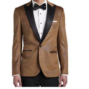 Egara Slim Fit Peak Lapel Velvet Dinner Jacket - Brown
